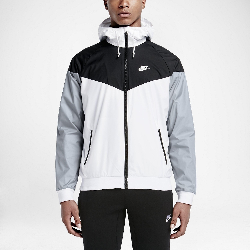 Nike Sportswear Windrunner Hooded Jacket Men's XL Black Gray White Zip-Up